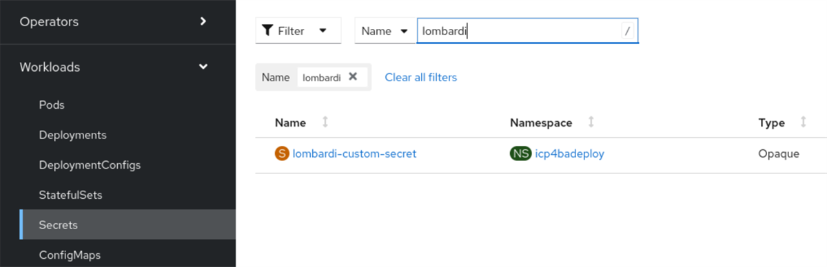 Under this path secrets can be added and modified